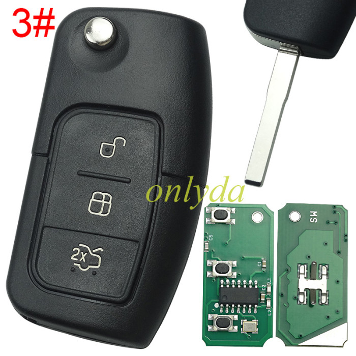 Free shipping 5pcs/lot For Ford Focus flip remote control with auto close function ford windows autoclose remote  with 315mhz and 434mhz without chip