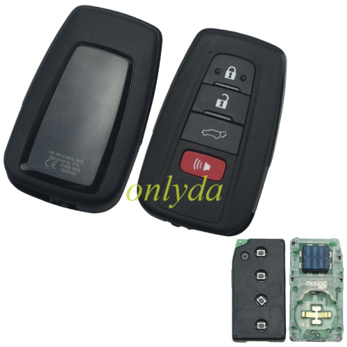Free shipping UD Smart for Toyota COROLLA  3+1 button remote key with 434mhz with FSK with AES 4A chip