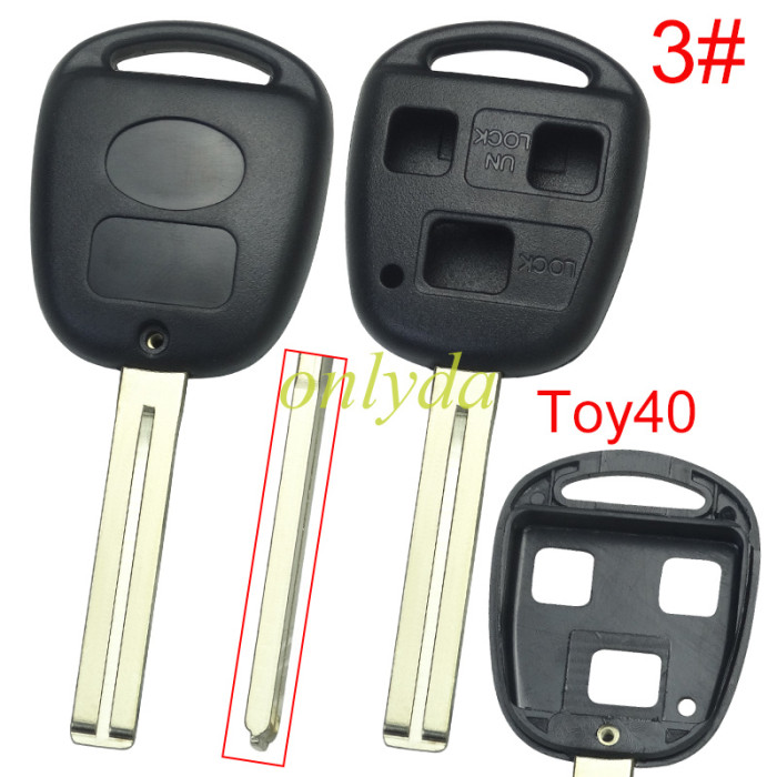 Free shipping 10pcs/lot For Toyota 3 Button Remote key blank with badge, pls choose blade model