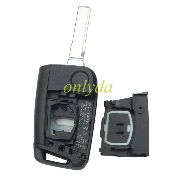 For  VW 3 button flip remote key blank with HU66/HU162T blade, pls choose button model