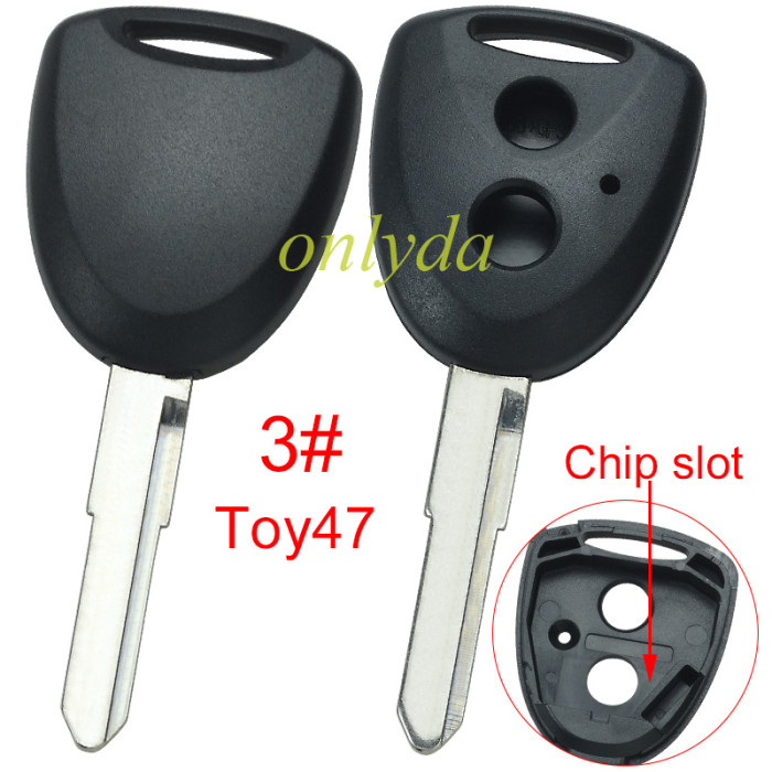 Free shipping 10pcs/lot For Toyota 2 button remote key shell with  blade without badge  used for FT ,  1#Toy43, 2#Toy41, 3#Toy47 pls choose blade model