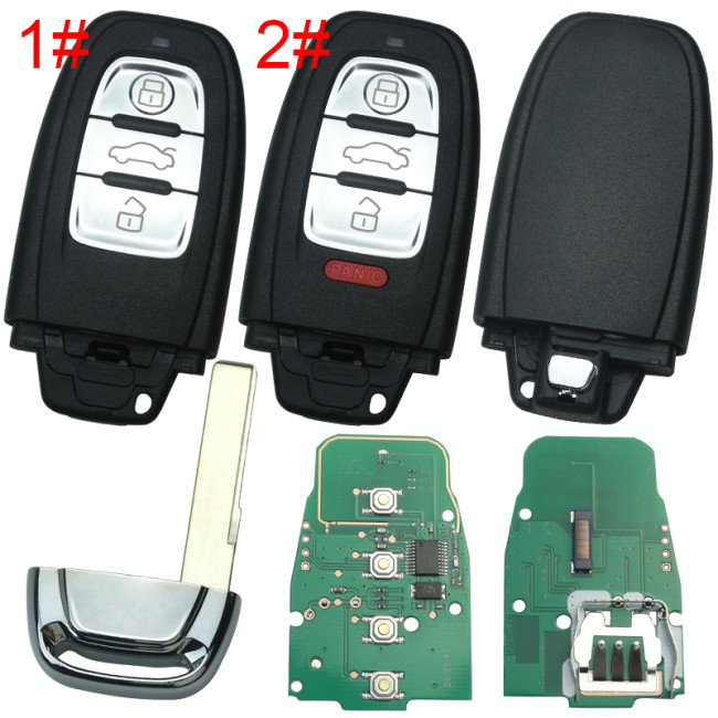 Free shipping For Audi A4L,Q5 3/3+1 button remote  control with 315Mhz/434Mhz, pls choose button  Remote System 8T0-959-754C 8K0-959-754G 8T0-959-754G 8KO-959-754J 8KO-959-754C