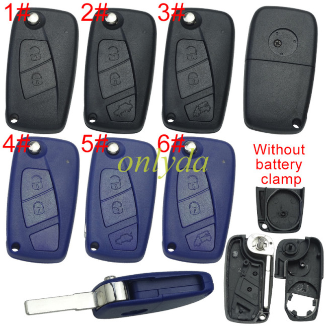 Free shipping 10pcs/lot For Fiat  remote key blank without battery clamp with badge , pls choose model .