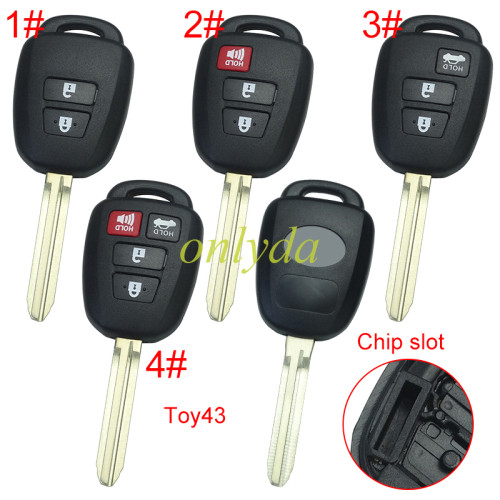 Free shipping 10pcs/lot For Toyota  remote key blank with badge place, pls choose the button