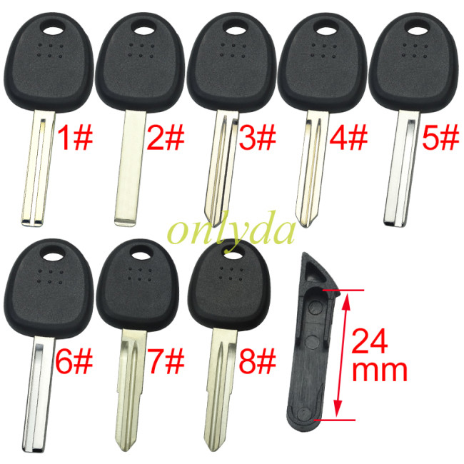 Free shipping 10pcs/lot For Hyundai transponder key shell with balde  ,without badge ，Long latch 24mm , pls choose blade