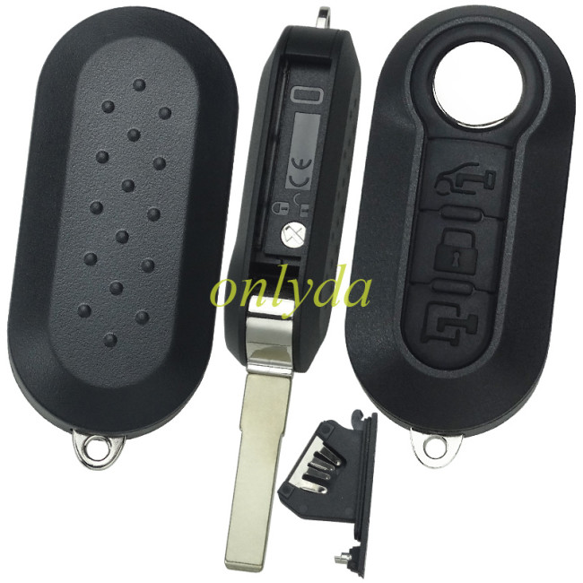 Free shipping 10pcs/lot For Fiat 3 button remote key blank with Sip22 blade black color,  The logo position is bright