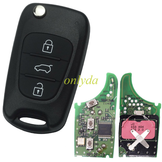 Free shipping For 3 button remote key 434mhz  FSK with OEM PCB and after market key shell