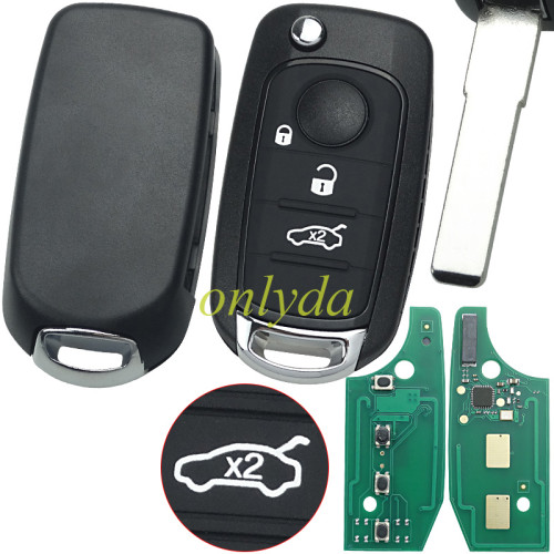 Free shipping For  2016-2018 Fiat Egea 500X TIPO 3 button flip remote key 434mhz   with electronic MQB 48 chip Megamos AES 48 & SIP22   Model: I6FA