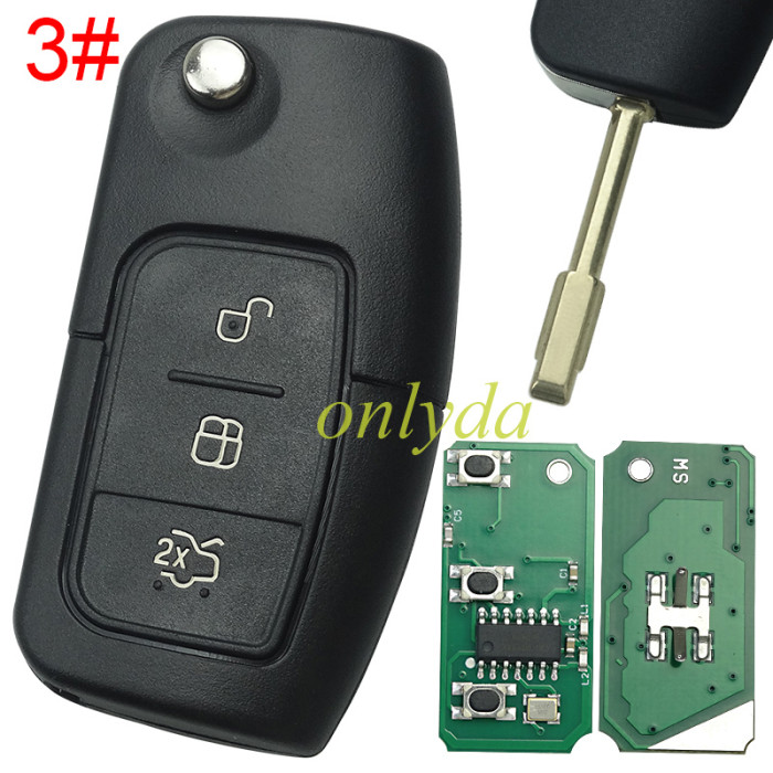 Free shipping 5pcs/lot For Ford mondeo remote key with auto close function with 315mhz and 434mhz without chip