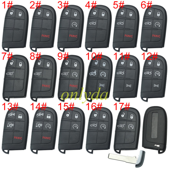 Free shipping 10pcs/lot For Chrysler  remote key shell with blade SIP22, with badge , pls choose button