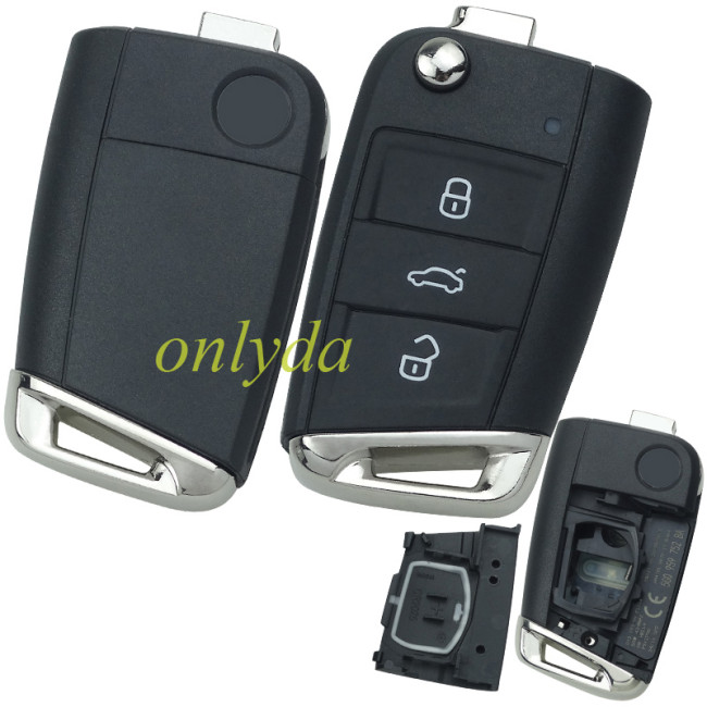 Free shipping 5pcs/lot For VW OEM 3 button remote key blank No blade with badge