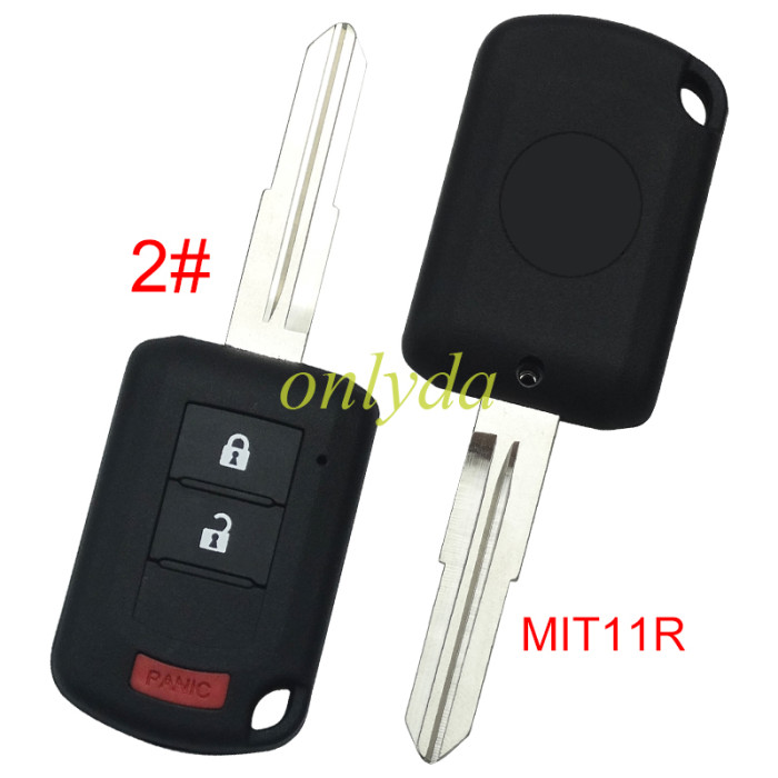 Free shipping 10pcs/lot For Mitsubishi  upgrade remote key blank with MIT11R blade with badge , pls choose button model