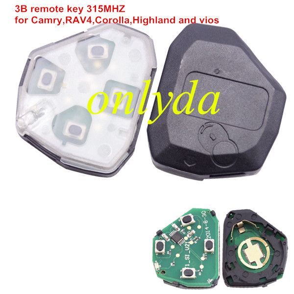 Free shipping For Toyota 3B remote  with 315mhz/434mhzuse for Camry,RAV4,Corolla,Highland and vios