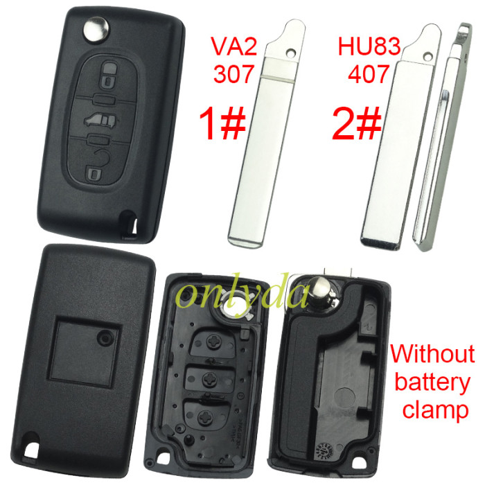 Free shipping 10pcs/lot For Fiat 3 buton remote key blank without battery clamp with badge, pls choose blade