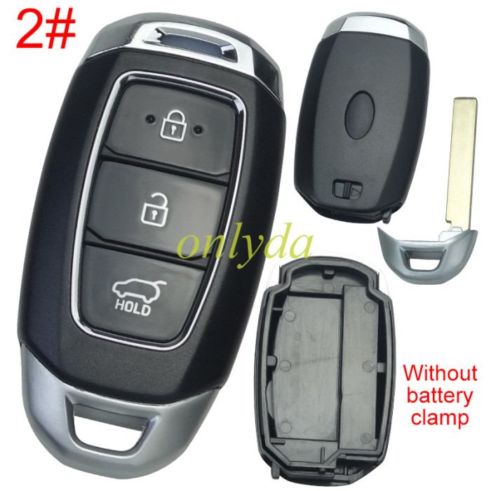 Free shipping 5pcs/lot For Hyundai  remote key blank without battery clamp ,with badge , pls choose button