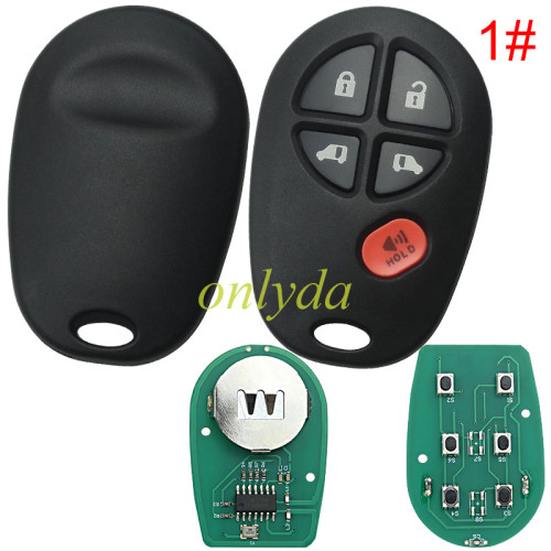 Free shipping For Toyota 1#=5+1 button 2#=4+1button  remote key with 315mhz  ID:GQ43VT20T IC:1470A-1T MEX:RLVTR5002-562 P/N: 89742-AA040 Tundra SEQUOIA 2005-2008 Avalon 2004-2008 Solara
