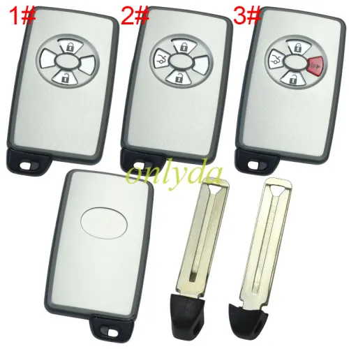 For Toyota  remote key shell with Silver Round Button with key blade with badge, pls choose button model