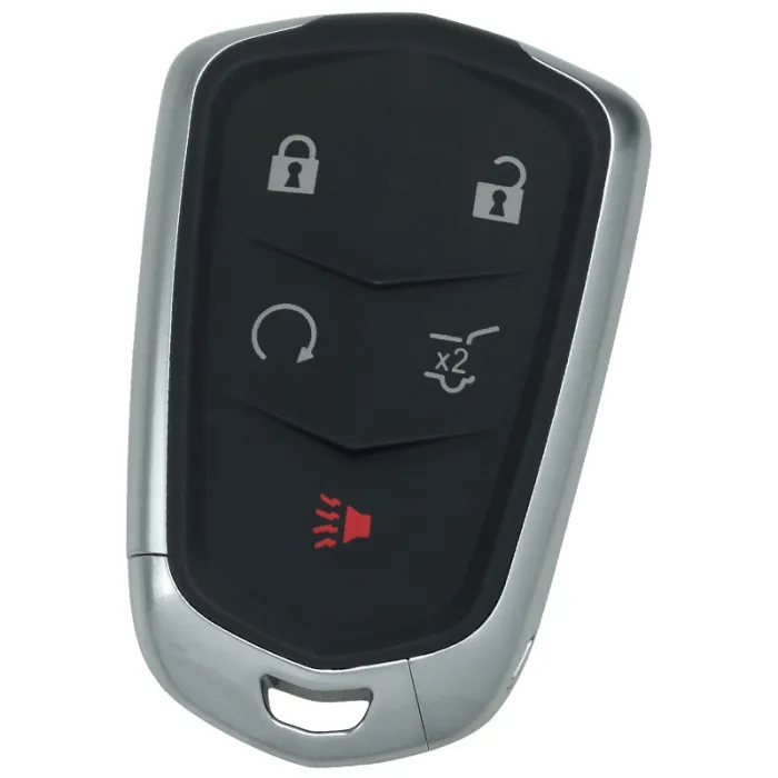 For  Cadillac SUV smart Keyless 4+1 button remote key with adjustable frequency 315mhz/433MHZ for 2015-2016 Cadillac SRX  FCC ID: HYQ2AB 433mhz for 2017-2020 Cadillac XT5 2017-2019 Cadillac XTS FCC ID: HYQ2EB GM # 13598516 replaced by 13510245 Switchable frequency GM # 13580800, 13598528