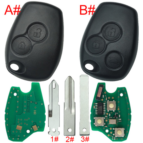 Free shipping High quality For Renault 2/3 Button remote key Original PCF7947AT-434mhz after 2008 year,:Master II,Traffic II DACIA:Logan,Sandero,Duster