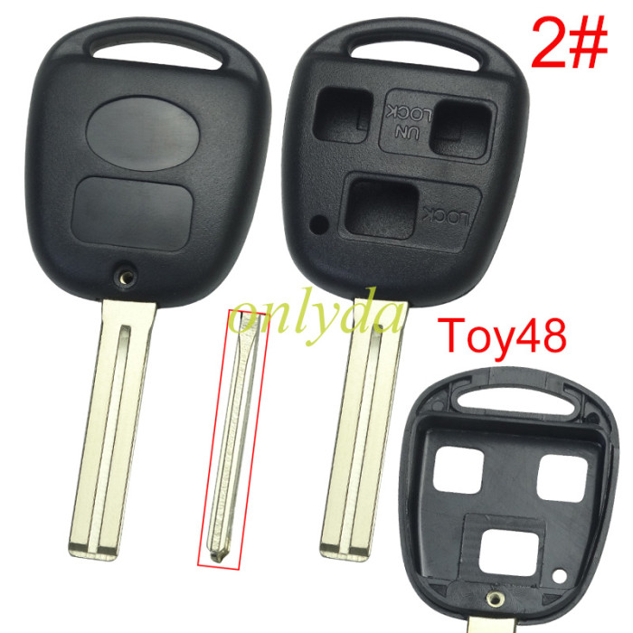Free shipping 10pcs/lot For Toyota 3 Button Remote key blank with badge, pls choose blade model