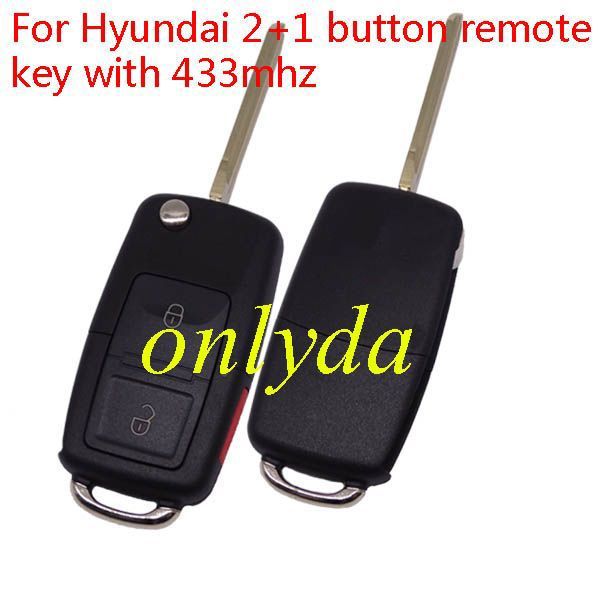 Free shipping VW Style   flip remote --hyun 2+1 button remote key  with 433mhz  TUCSON car (without chip)