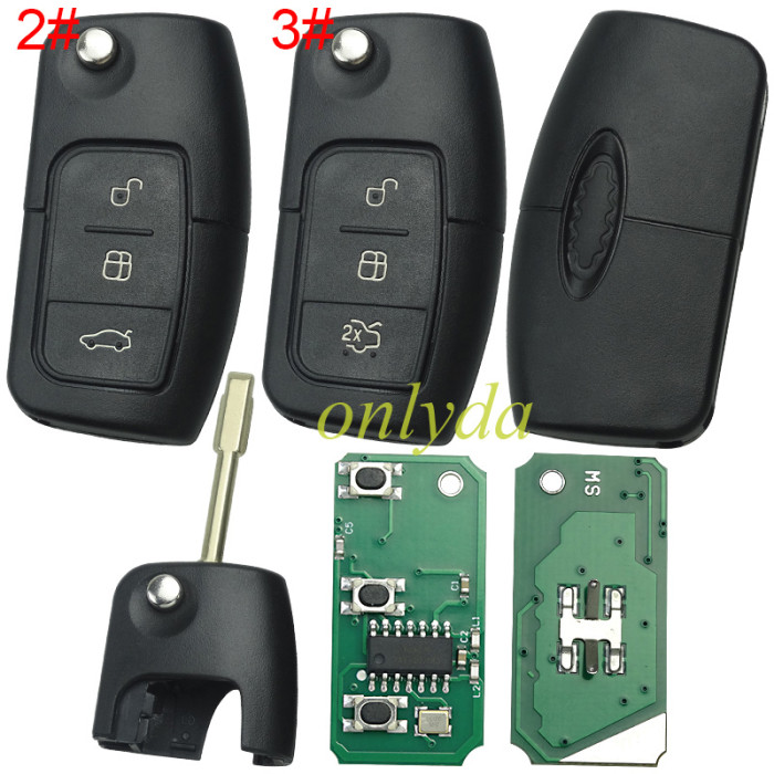 Free shipping 5pcs/lot For Ford mondeo remote key with auto close function with 315mhz and 434mhz without chip