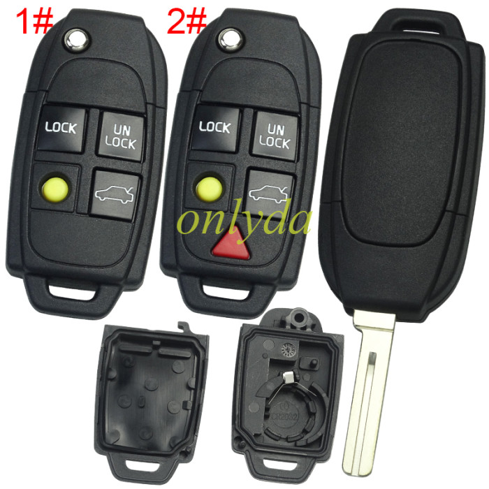 Free shipping 5pcs/lot For Volvo remote  key shell with key head without badge , pls choose button model