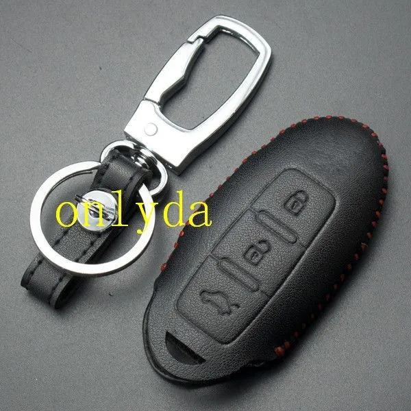 For Nissan 3 button cowhide leather case Nissan SYLPHY,QASHQAI,TEANA,TIIDA,Black Color