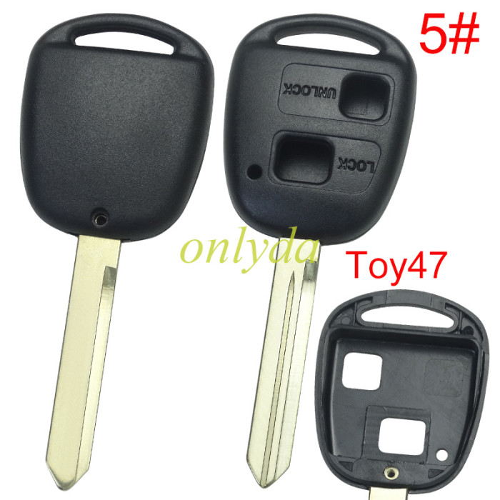 Free shipping 10pcs/lot For Toyota 2 Button Remote key blank without badge,pls choose blade model