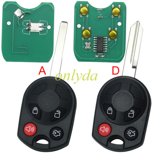 Free shipping 5pcs/lot For ford 4 button remote  key with 315mhz