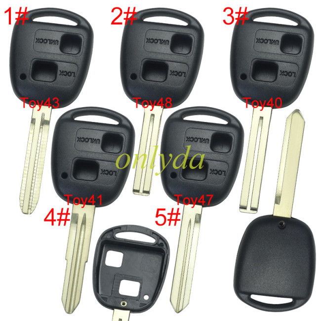 Free shipping 10pcs/lot For Toyota 2 Button Remote key blank without badge,pls choose blade model