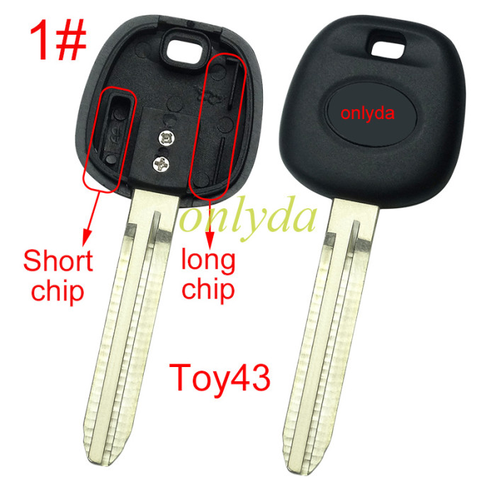 Free shipping 10pcs/lot For Toyota transponder key blank  with badge, with carbon chip part and  TPX long chip part