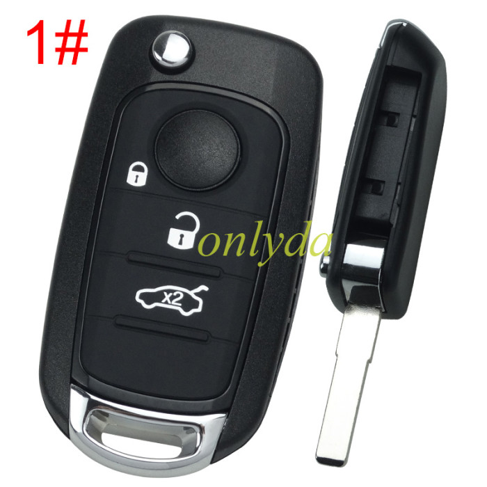 Free shipping 5pcs/lot For Fiat 2/3 button flip remote key blank with SIP22 without badge，pls choose button
