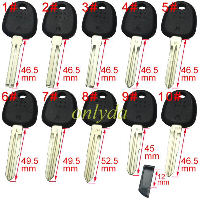 Free shipping 10pcs/lot For Hyundai transponder key shell with balde  ,without badge ，short latch 12mm , pls choose blade