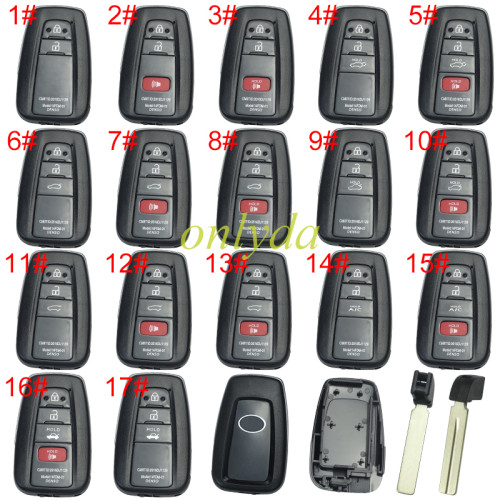 Free shipping 5pcs/lot For Toyota remote key blank with blade,Back cover with badge , pls choose button model