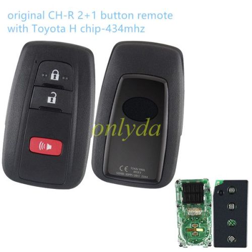 Free shipping For OEM CH-R 2+1 button remote with Toyota H chip-434mhz
