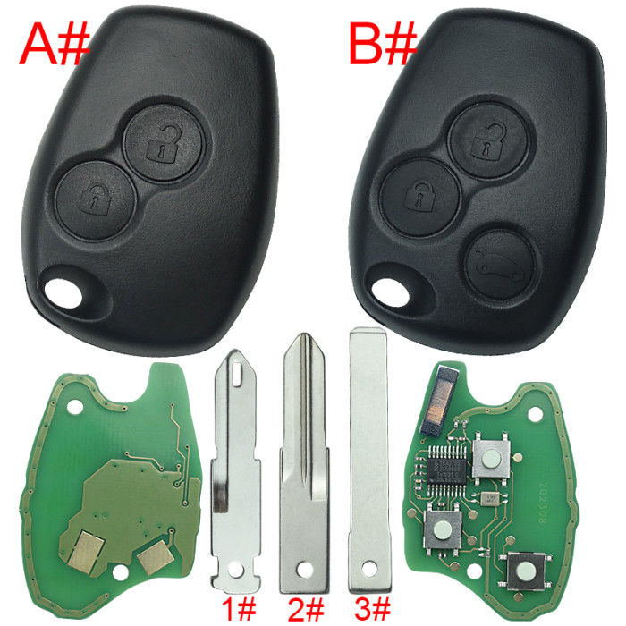 Free shipping For Renault Clio III,Kangoo III,Master III remote key 434mhz with aftermarket 7947 chip after 2008 year, pls choose button and blade