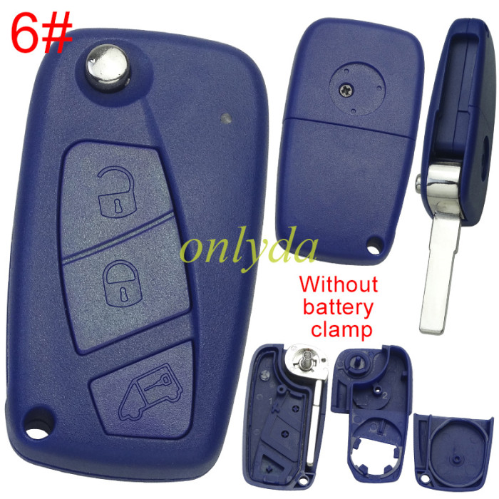 Free shipping 10pcs/lot For Fiat  remote key blank without battery clamp with badge , pls choose model .