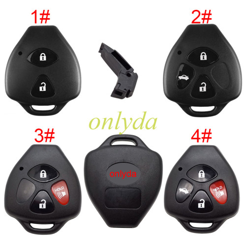 Free shipping 10pcs/lot Remote Key Shell Fit For Toyota Without Blade with badge , pls choose button model