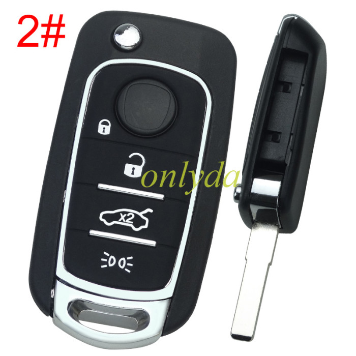 Free shipping 5pcs/lot For Fiat 500X 2/3 button  flip Remote Key blank  with SIP22 blade with badge, pls choose button