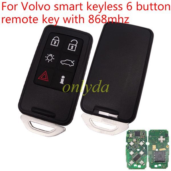Free shipping For Volvo Smart keyless 6 button remote key with 868MHZ with PCF7945 chip, the PCB is original used on Volvo S60,XC70,S80,XC60,V60 from 2008