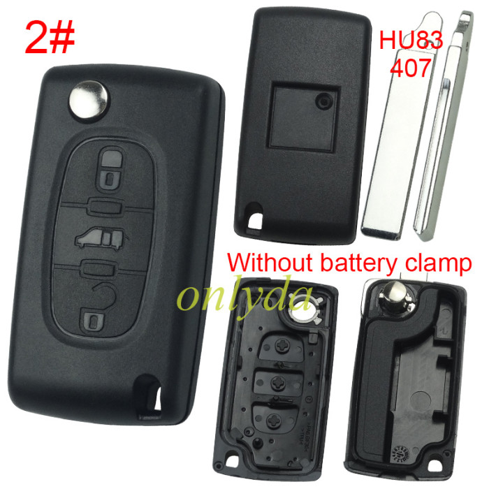Free shipping 10pcs/lot For Fiat 3 buton remote key blank without battery clamp with badge, pls choose blade