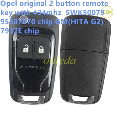 Free shipping For Opel OEM 2 button remote key with 434mhz  5WK50079 95507070 chip GM(HITA G2) 7937E chip