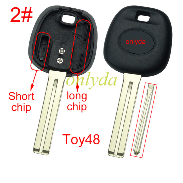 Free shipping 10pcs/lot For Toyota transponder key blank  with badge, with carbon chip part and  TPX long chip part