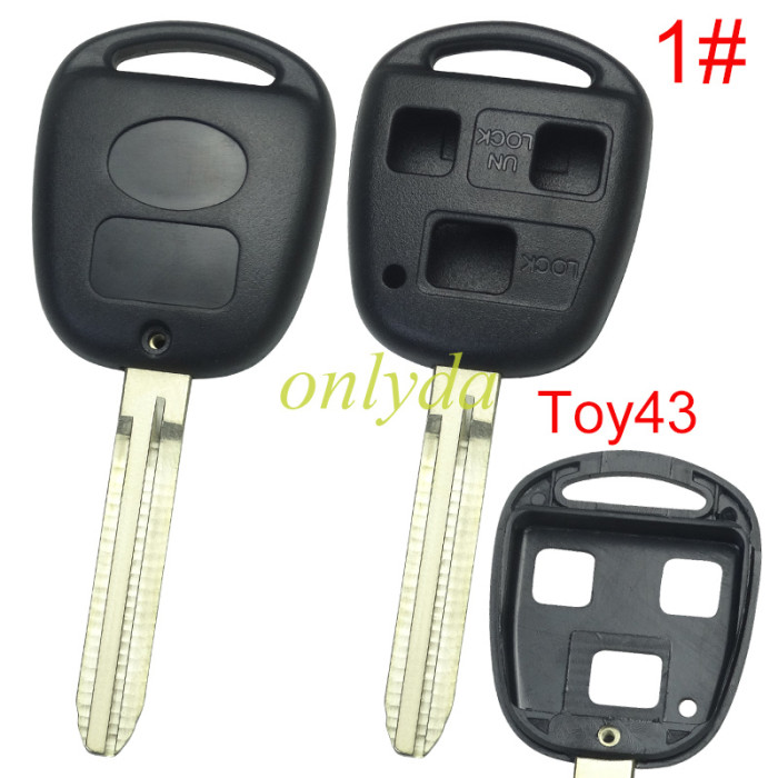 Free shipping 10pcs/lot For Toyota 3 Button Remote key blank with badge, pls choose blade model