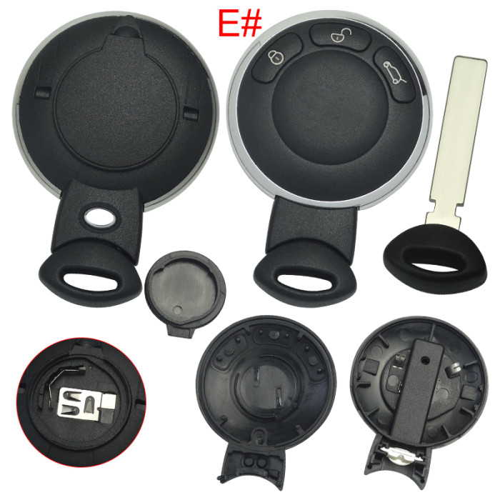 Free shipping 5pcs/lot For BMW MINI Cooper 3 button remote key blank with battery clamp, with Lo/without Lo