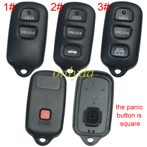 Free shipping 10pcs/lot For Toyota remote  key blank the panic button is square, pls choose button model