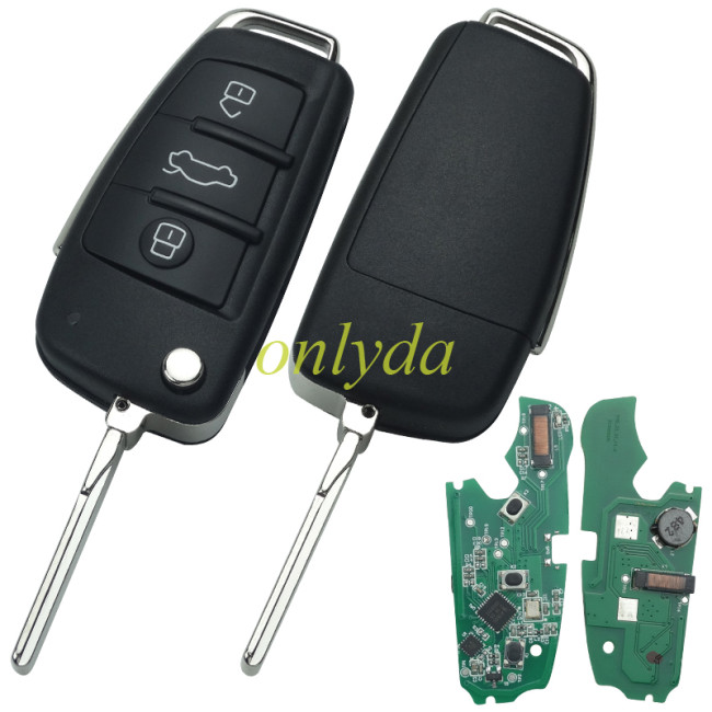 Free shipping For Audi Q3 3 button remote keyless ID48 chip 315mhz  8XO837220D
