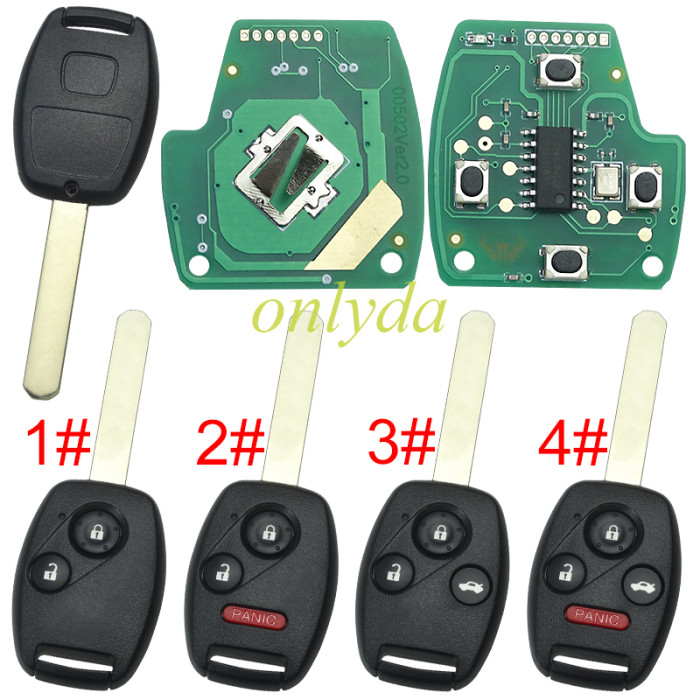 Free shipping For Honda remote key with 313.8mhz /315Mhz/ 433Mhz  adjustable frequency FCCID:OUCG8D-380H-A chip ：8E 2007-2008 Honda Fit chip-035B