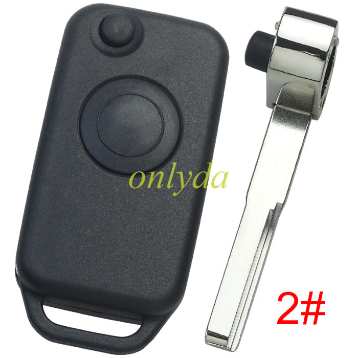Free shipping 5pcs/lot For BENZ 1 Button flip key blank with badge, pls choose the blade